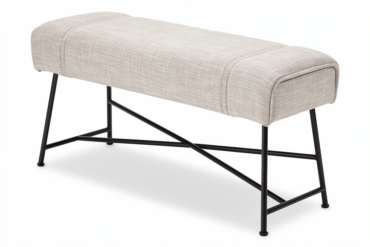 **Stijlvolle Houten Bank met Zacht Bekleding en Metalen Onderstel**
