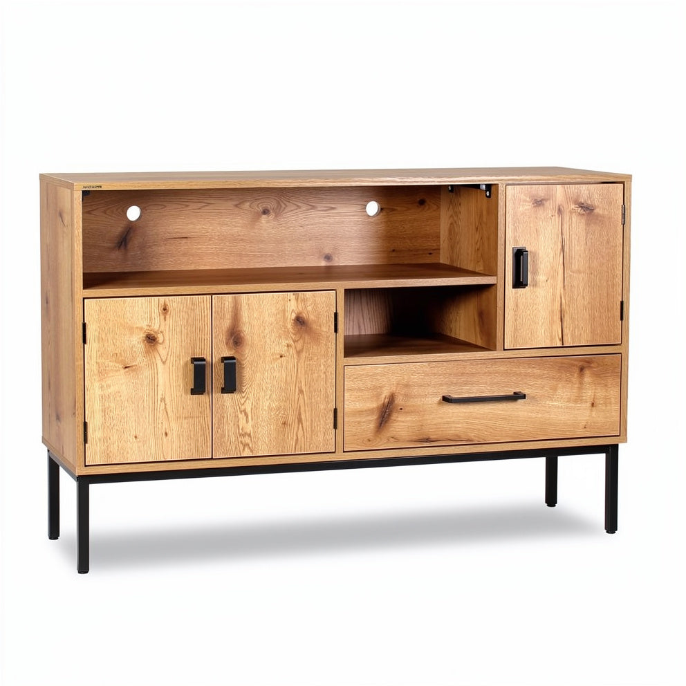 Technische Titel: "Moderne Houten Dressoir met Open Plank en Opbergruimte"
