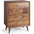 "Moderne Houten Ladekast met Vier Lades en Messing Handgrepen"